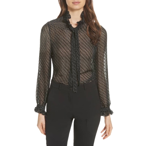 SALONI Tops - SALONI New Emile Polka Dot Fil Coupe Top Orig.$350